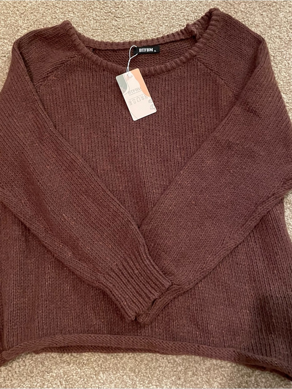 BTFBM Off-the-Shoulder Sweater - Brown